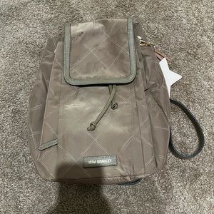 Gray/tan Vera Bradley drawstring backpack
